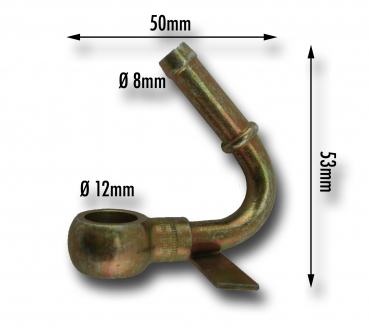 Ringnippel 45° gebogen ( Ø12mm ) für Einspritzpumpen von Bosch für 8mm Schlauch